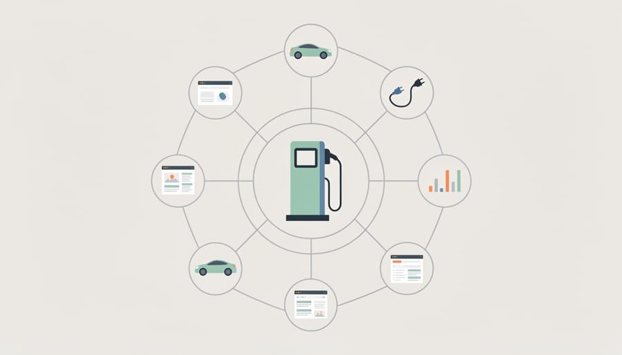 Business professional working on digital marketing strategy with network connectivity concept